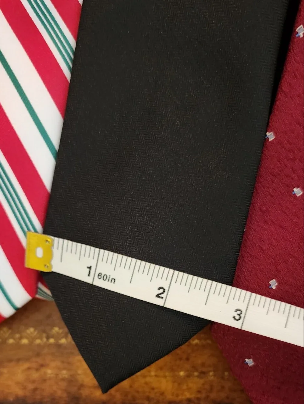3pc Men’s Tie Lot Bespoke Bellagio George Polyester Striped Black Burgundy